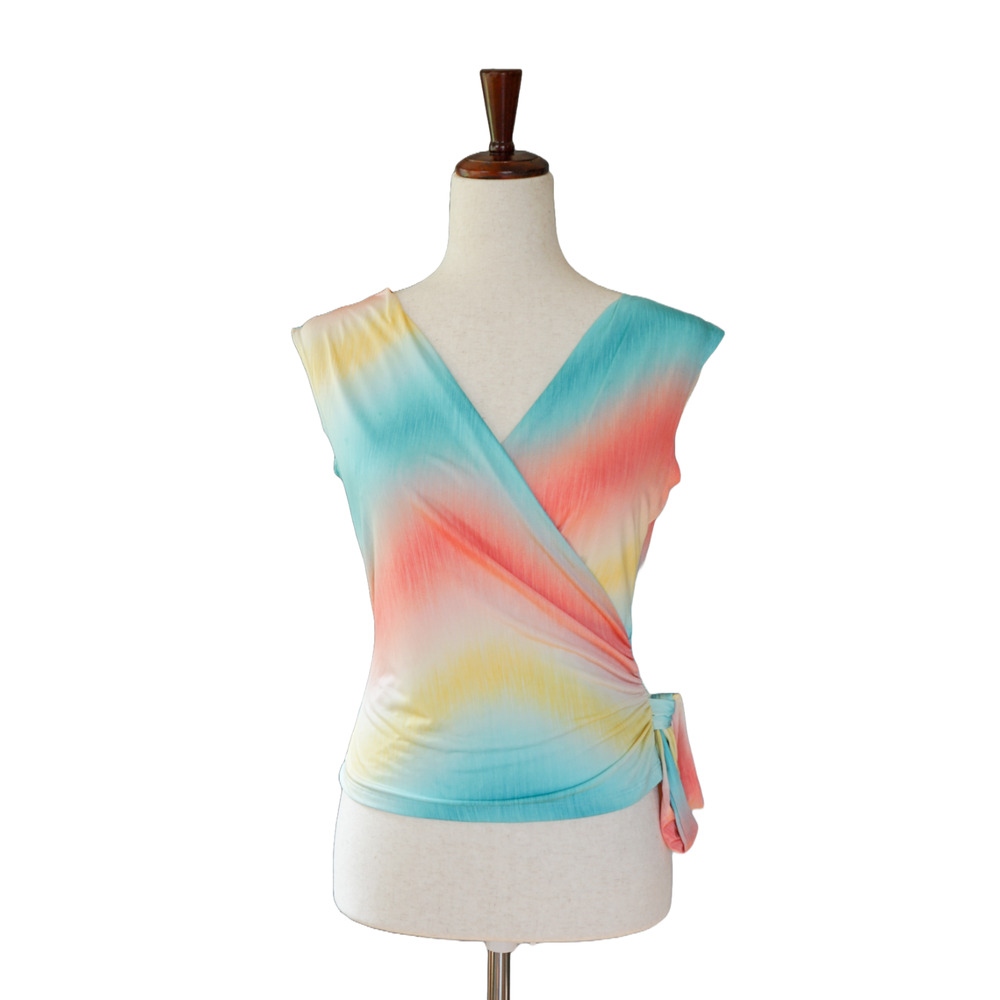 VTG Y2K BACKSTAGE USA Rainbow Wrap Top S Whimsigoth Fairy Festival Swifties 90s